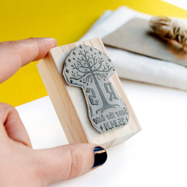 Custom wedding stamp with initials and date for geeky wedding decoration