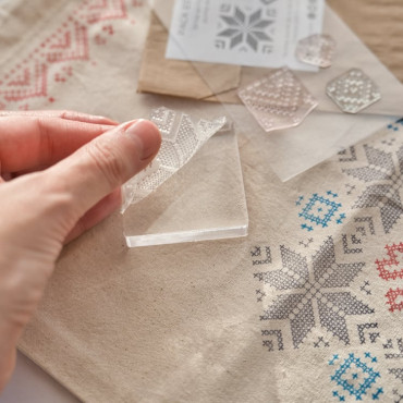 Acrylic Christmas Star Stamps – Cross-Stitch Effect for Fabric, Cards, and Gifts