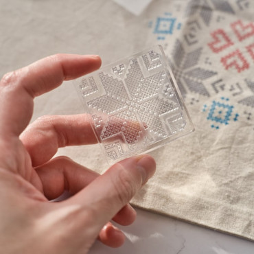 Holiday Cross-Stitch Star Stamp Set – Acrylic Stamps for Personalized Christmas Crafts