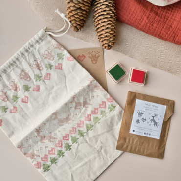 Christmas Cross-Stitch Stamp Set - Reindeer & Tree for Holiday Crafts