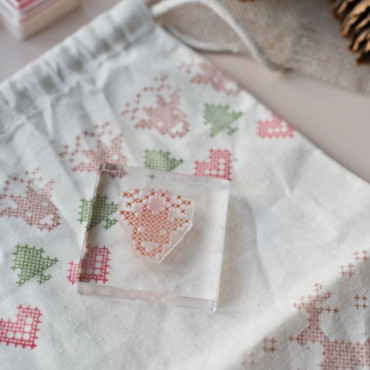 Reindeer Cross-Stitch Style Acrylic Stamps for Christmas Crafting