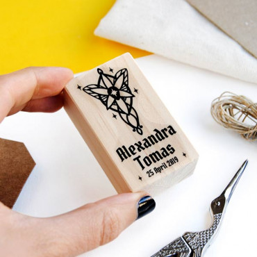 Geeky wedding custom stamp Elven Wedding with name and wedding date