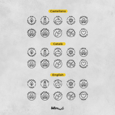 Custom soap packaging stamp "Natural Cosmetics Icons"