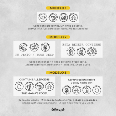 choose from a variety of allergen symbols and add your own custom text (optional)