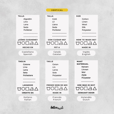 Clothing and Textile Label Stamps – Composition Care Instructions in Multiple Languages