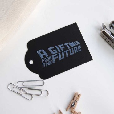 rubber stamp A gift from the future for geeky gift tags