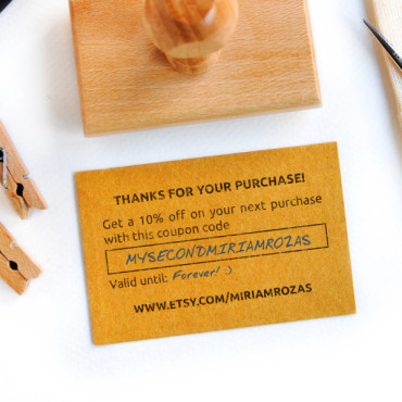 Personalized stamp for print your Coupon Code Cards for online purchases and markets