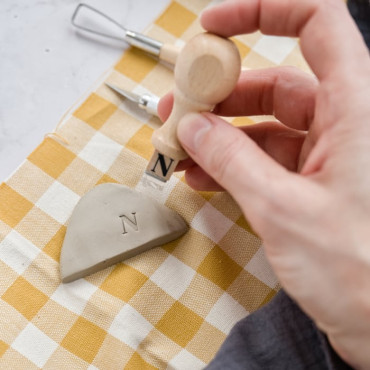 small stamp with your letter to mark ceramic pieces by biterswit