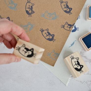 Adorable rubber stamp with cat faces add charm to your scrapbook and notes by Biterswit