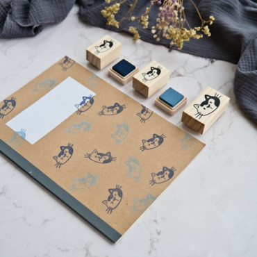 Cute cat face stamp set perfect for journaling scrapbooking and cat lovers by Biterswit