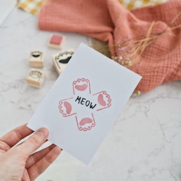 Handmade paw print rubber stamp for crafters by Biterswit