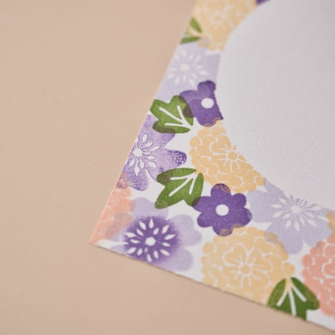 Close-up of a botanical postcard design featuring intricate flowers and leaves, ideal for personalized gifts.