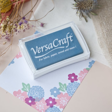 VersaCraft Sky Mist ink in soft blue for fabric, paper, and wood. Permanent when heat-set on fabric.