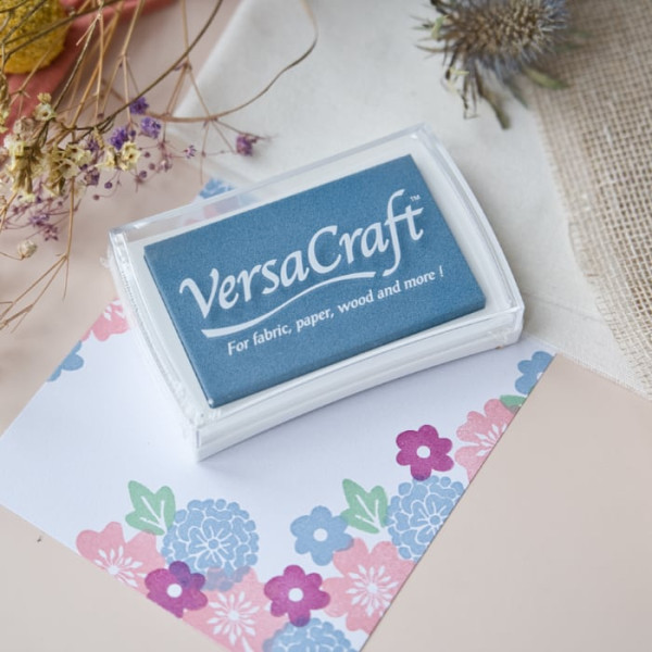 VersaCraft Sky Mist ink in soft blue for fabric, paper, and wood. Permanent when heat-set on fabric.