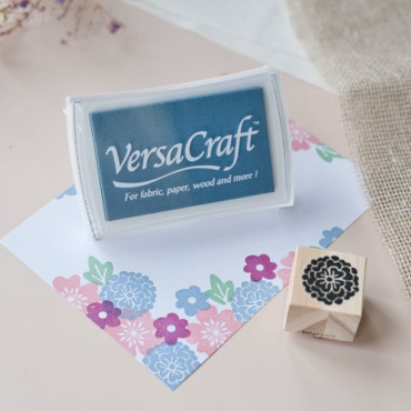 Stamp on fabric, paper, or wood with VersaCraft Sky Mist ink. Soft blue, permanent on fabric when heat-set.