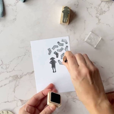 Cute House Elf Rubber Stamp + Sock Mini Stamp – Fantasy-Themed Scrapbooking, Journaling, Gift Tags & Card Making