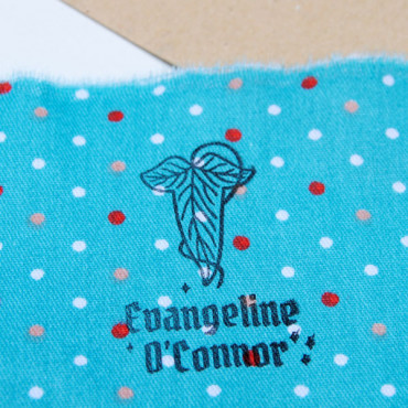 Custom clothing name stamp "Magic Woodland" leaf design