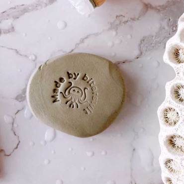 Custom jellyfish stamp for ceramics | Smiling icon and personalized text for tropical pottery