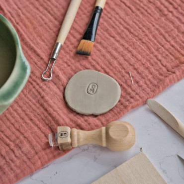 Custom pottery stamp for initials, great gift for creative friends and hobby potters