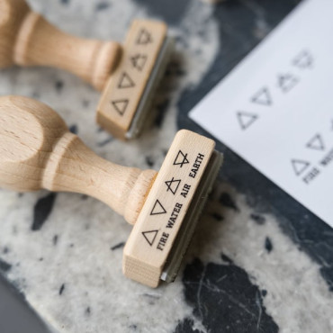 Alchemical elements wood stamp for witchy notebooks, grimoire making and astrology-inspired art
