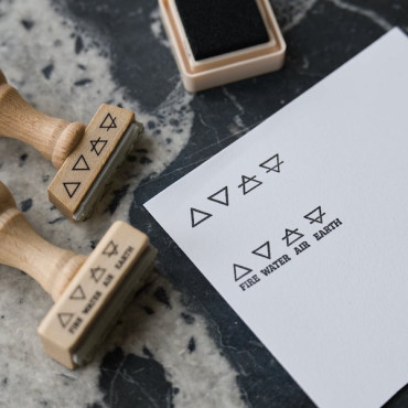Four alchemical elements rubber stamp: earth, air, fire and water for astrology journaling & spells