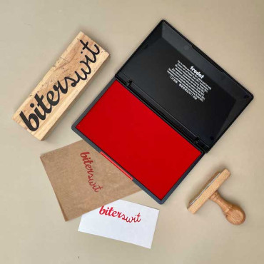 Almohadilla tinta roja grande 16x9 cm para sellos grandes y estampar en papel