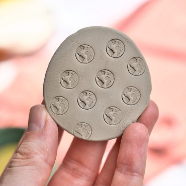 Mini world globe stamp for pottery, polymer clay, and soap decoration, perfect for artists and DIY crafting