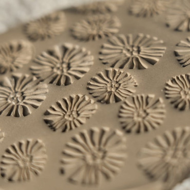 Organic coral clay stamp for beginners, ideal for ocean jewelry makers and handmade soap designs