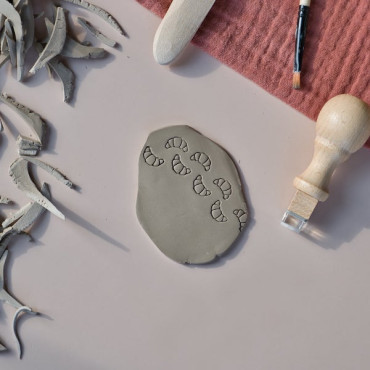 Pottery stamp with croissant design for ceramic classes, bakery dishes and DIY breakfast tableware