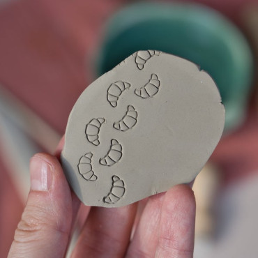 Mini croissant stamp for pottery making, cute breakfast clay tool for ceramic classes and handmade tableware