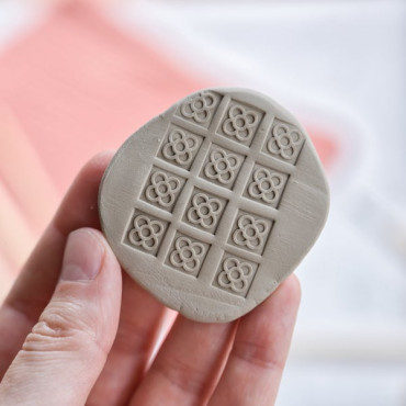 Panot flower tile clay stamp for miniatures, DIY Barcelona keepsakes, and polymer clay jewelry