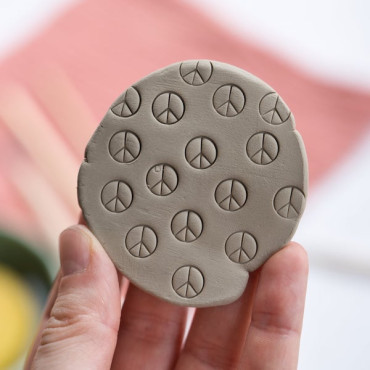 Mini peace symbol clay stamp for ceramic decoration and DIY jewelry charms with good vibes