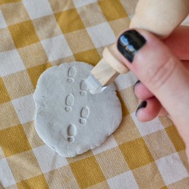Tiny footstep stamp for fun pottery classes, magical packaging or fairytale-inspired bowls