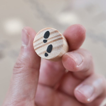 Shoe print wooden stamp for DIY treasure map, fantasy journaling and magical party invitations