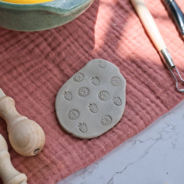 Summer fruit texture stamps for polymer clay and pottery decoration, DIY handmade craft tools for artists