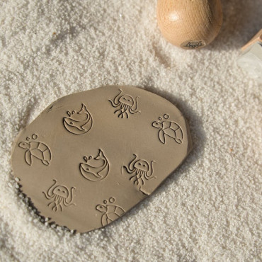Jellyfish, turtle or whale clay stamps for ocean themed pottery, great for bathroom tile texture