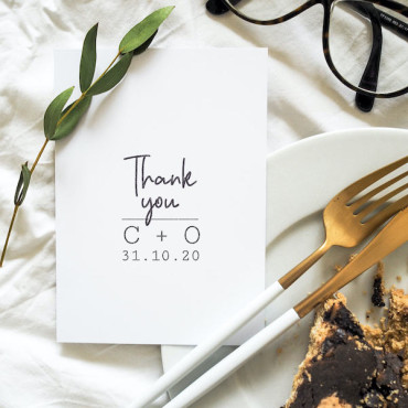 Editable wedding stamp with custom short message, initials and date, perfect for rustic weddings