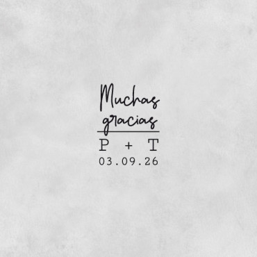 Sello de boda con mensaje "Gracias", monograma y fecha en tipografía elegante para decoración DIY Sello de boda con mensaje "Gracias", monograma y fecha en tipografía elegante para decoración DIY