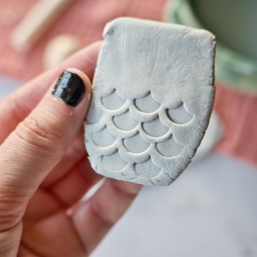 Small fish scale stamp for clay, adds ocean or fantasy vibes to your pottery work Small fish scale stamp for clay, adds ocean or fantasy vibes to your pottery work