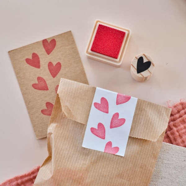 Sello de corazón hecho a mano estilo irregular, para scrapbooking, bullet journal, packaging y decoración DIY