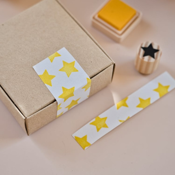 Sello con forma de estrella ideal para decorar etiquetas, agendas y packaging de Navidad