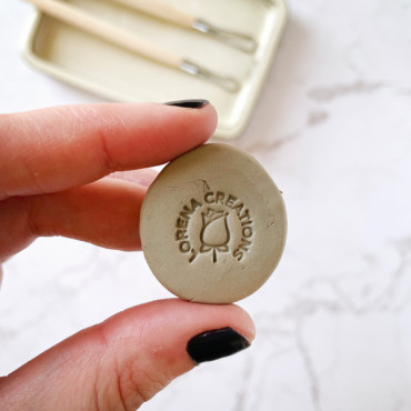 Personalized pottery stamp with minimalist rose icon, clay signature tool for botanical makers and floral lovers
