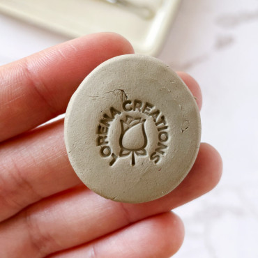 Minimal rose pottery stamp for artists, personalized clay signature tool for botanical and floral-inspired pieces