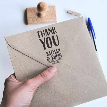 Small and medium custom text stamp for wedding thank you envelopes
