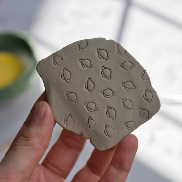 Sello de Saturno para cerámica y arcilla, herramienta creativa para estampar piezas handmade