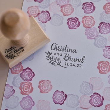 Custom wedding stamp with greenery design for boho garden invitations