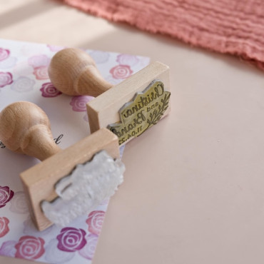 Boho wedding stamp with leaves for envelopes, favor tags and wedding stationery