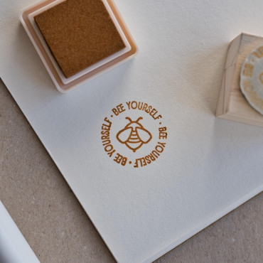 Bee Yourself round wood stamp, cute bee design for scrapbooking and paper crafts
