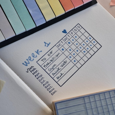 Weekly planner rubber stamp for creative journaling and scrapbook layouts