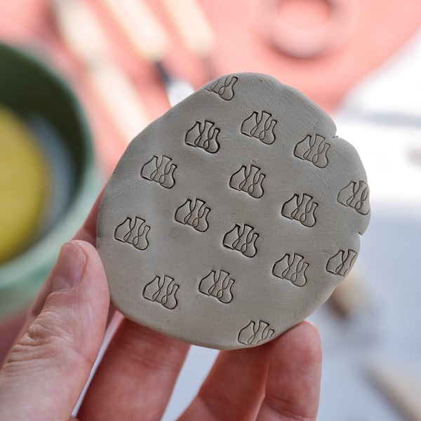 Mini pottery stamp with three vase icon, small ceramic signature stamp, pottery maker mark for clay pieces